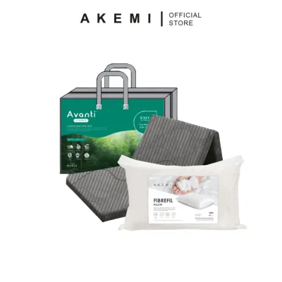 (Bundle Set) AVANTI Mitesgard Compact Easy Travel Mattress + AKEMI Fibrefil Pillow