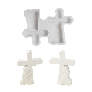Silicone Mold Crafting Prayer Boy and Girl Crosses Figurine Ornaments for Epoxy Resin Home Decoration Making Mold