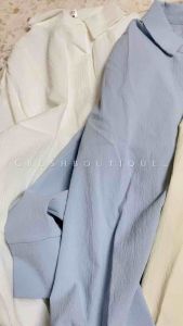 【READYSTOCK】Oversized ironless chiffon shirt plain shirt pastel shirt 现货免熨烫衬衫 雪纺衬衫 纯色衬衫 工作衬衫 韩系衬衫 白衬衫 长袖衬衫 long sleeves shirt women 不用烫衬衫 office wear 男友风衬衫 宽松衬衫