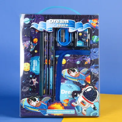 Indo - Stationery Set / Alat Tulis Set 6 in 1 Hadiah Souvenir / Paket Alat Tulis + Dompet Anak / Alat Tulis Set Karakter