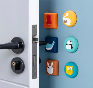 Contemporary Animal-Themed Rubber Door Stopper - Self-Adhesive Wall Protector with Animal Designs