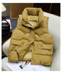 Down Cotton Vest Women 2026 New Autumn Winter Fashion Stand Collar All-Match Warm Sleeveless Waistcoat Jacket Ladies Female Tops2026