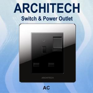 Architech Diamond V16-C12 Black Stop Kontak/Colokan/ON-OFF AC