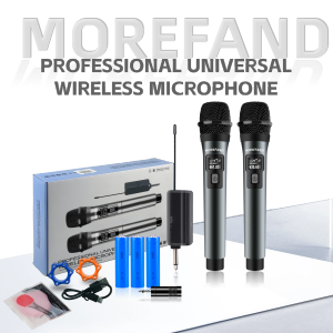 Rechargeable Wireless Microphone Original Dual Handheld Microphone with Receiver Dynamic Micr