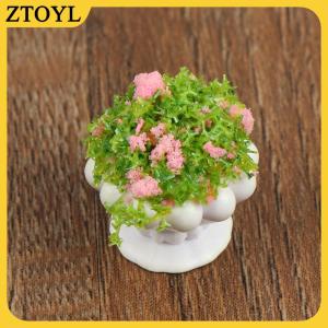 ZTOYL  2pcs Dollhouse đồ nội thất phụ kiện 1:12 Mini cây xanh Bonsai Chậu hoa
