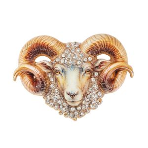 FANYUNG Rhinestone Sheep Lamb Brooch Enamel Alloy Animal Brooch Gift Multicolor Goat Lapel Pin