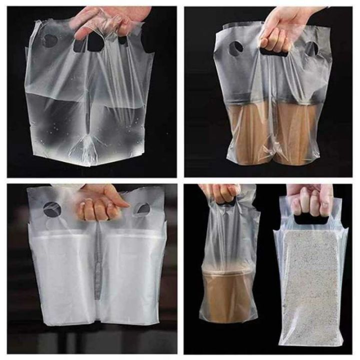 Take Out Plastic Bag for Milktea Iced Coffee Plastic Cup Carrier Single