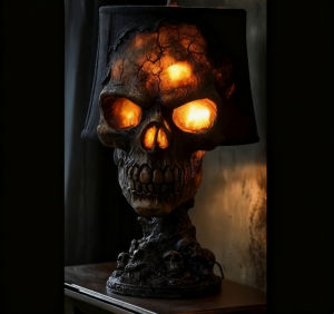 {READY STOCK}Halloween Lava Stone Skull Lamp Skull Desk Lamp With Spooky Led Light For Halloween Party Mantel Decoration Unique Room Accent