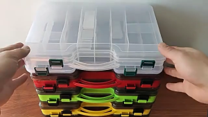 Hai Lớp Hộp dụng cụ câu cá multicompartments trường hợp hộp đựng đồ câu cá với đồ giữ bút có thể tháo rời dễ dàng để sử dụng