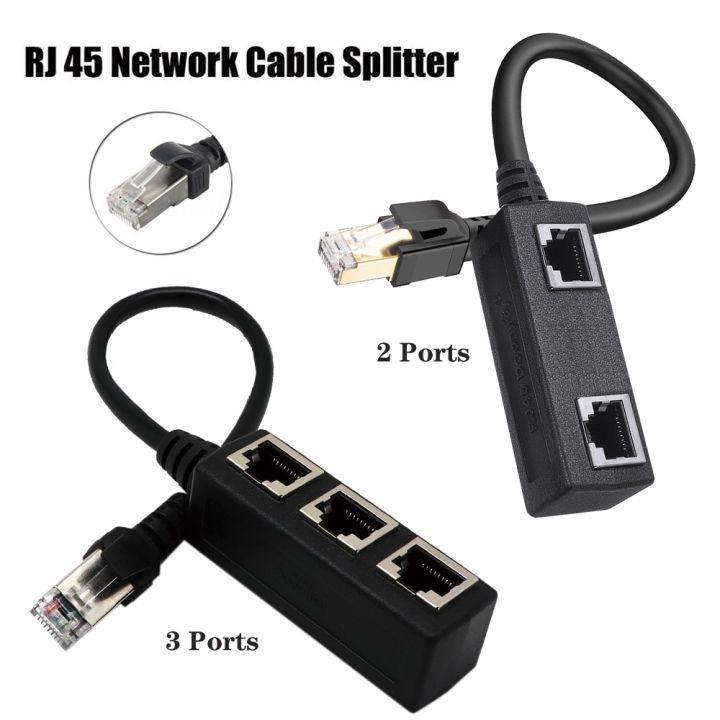 LAN Ethernet เครือข่ายเชื่อมต่อ RJ45 1ตัวผู้กับ2หรือ3ปลั๊กเสริมตัวเมียสายเคเบิลตัวขยายอะแดปเตอร์สายเคเบิลเครือข่ายสำหรับคอมพิวเตอร์พีซี