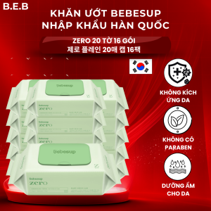 Combo 16 Gói Khăn Ướt Hàn Quốc Thương Hiệu Bebesup Zero 20 Tờ Cao Cấp