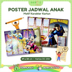 Poster Jadwal Pelajaran Anak Sekolah Motif