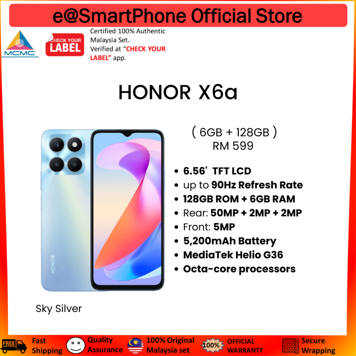 HONOR X6a (128GB + 6GB RAM) Original HONOR MALAYSIA | Lazada