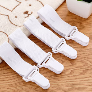 White (4 Pcs) Sheet Clips Elastic Band  flat bedsheets clip fixed