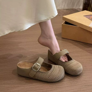 [Free Shipping] WomenS Single Shoes 2026 Spring/Summer New Style Flat Soft-Soled Mesh Hollow Shoes Breathable Fishnet Sandals