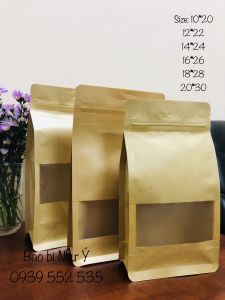 [1kg/size] - túi giấy 8 cạnh có cửa sổ có màn chống thấm nước