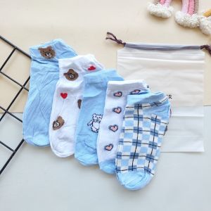 5 Pasang Kaos Kaus Kaki Anak SD 8- 11 Tahun Perempuan Free Pouch Lucu
