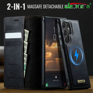 Magsafe Detachable Leather Phone Case for Samsung Galaxy S25 Ultra S25 Edge S22 Plus S21 FE S20 + Luxury Card Insertion Slot Bag Flip Magnetic Cover Casing
