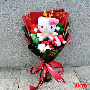 Christmas Hello Kitty Plush Doll Toy With Santa Claus Christmas Tree Bouquet Valentines Day Birthday Christmas Gift