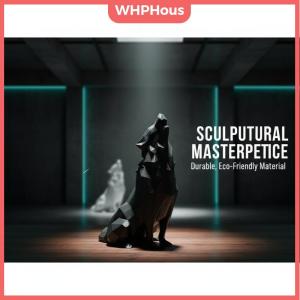 WHPHous Modern Abstract Geometric Wolf Sculpture 3D Printed Plastic Statue Office Decor Indoor & Outdoor Use