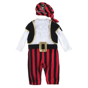 Baby Boys Halloween Pirate Costume Romper Infant Captain Cosplay Theme Party Jumpsuit Newborn Carnival Outfit New Year Playsuit For Bebe Ropa Clothes