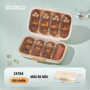 Hộp chia thuốc 7 ngày ECOCO tích hợp nghiền thuốc di động thế hệ mới thiết kế nhỏ gọn thông minh bảo vệ thuốc chống ẩm