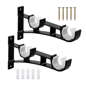 Curtain Rod BracketsDouble Curtain Rod BracketHeavy Duty Curtain Rod Holders for Wall Double Curtain Brackets Hook