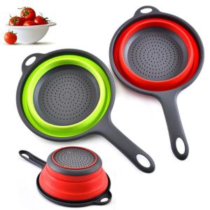 CHENJIE Vegetable Kitchen Tools Collapsible Foldable Washing with Handle Colander Dish Drainer Strainer Draining Basket