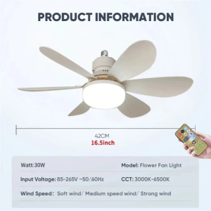 L&H Ceiling Led Light Fan 30W/40W With Remote Control 6 Blades E27 Silent Bedroom