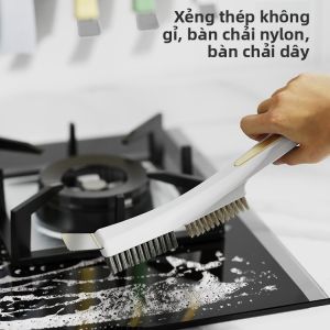 Bàn chải vệ sinh bếp đa năng dụng cụ cạo bằng thép không gỉ bàn chải nylon cho bếp gas bàn chải sắt bàn chải thép nhỏ để làm sạch các khe hở. 82026