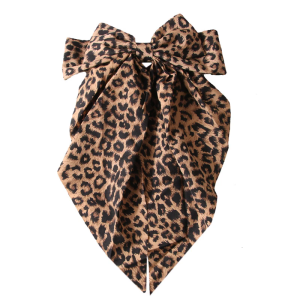 Stylish Princess Hairpin Leopard Pattern New Year Headwear Bunches Clip Elegant Bowknot Hair Clip Photo Props