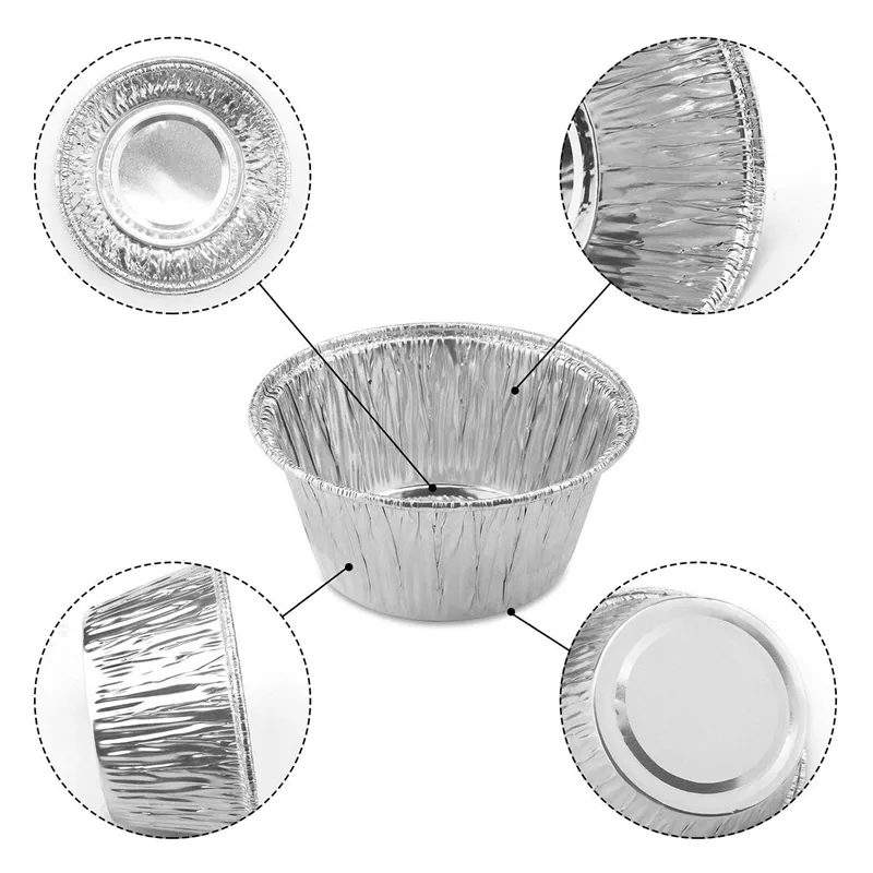 150 Pcs Aluminum Foil Cupcake Cups Ramekin Muffin Baking Cups Disposable Muffin Liners Ramekin Holders Cups Aluminum Cupcake Baking Pan Pudding