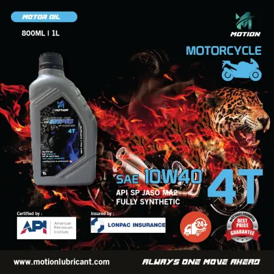 MOTION 10w40 4T 1L Fully Synthetic Motorcycle Engine Oil API SP JASO MA2 Minyak Pelincir Motorcycle lubricant