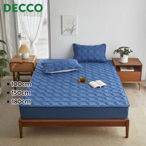 DECCO 100cm/150cm/180cm Cotton Quilted Fitted Sheet Thickened Winter Waterproof Bedspread Cover Mattress - Fulfilled by DECCO