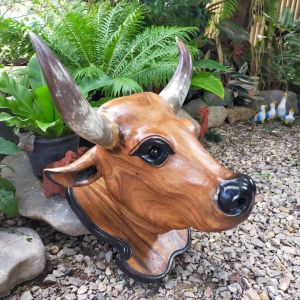 หัวสัตว์ติดผนัง แห้ง 15 นิ้ว ขนาด 15 นิ้ว หัวม่านสวยงาม วัวให้งาม