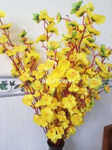 sỉ 100 Cành mai cành đào giả dài 1m trang trí Tết nhiều màu giá tận xưởng
