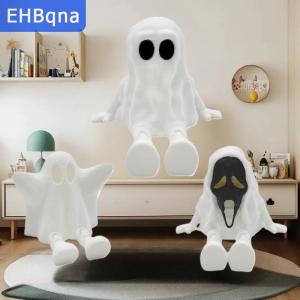 [COD] EHBqna SPORTS รูปปั้นผีฮาโลวีนทำจากเรซินพิมพ์ลาย3D รูปปั้นผีของเล่นที่สามารถเคลื่อนย้ายได้ของเล่นตกแต่งบ้านรถห้องเดสก์ท็อป