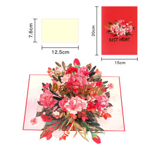 Romantic 3D Flower Bouquet Greeting Card Valentines Day Unique Handmade Greeting Card Creative Pop Up Design Gift Card 情人节立体花束贺卡