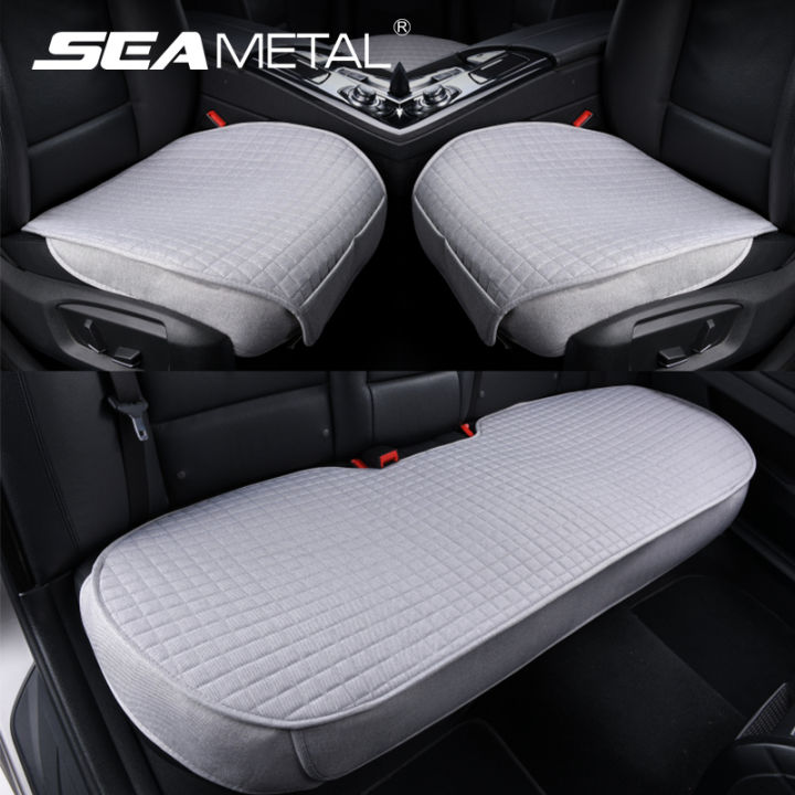 Flax Car Seat Cover Breathable Linen Seat Cushion Protector Anti Slip Auto Seat Mat Pad Four Seasons Universal Car Seats Covers