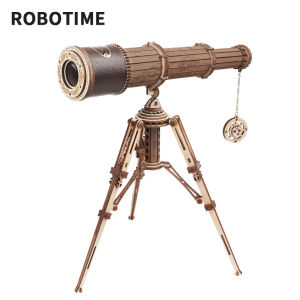 Robotime ROKR กล้องโทรทรรศน์ตาเดียว3D ตัวต่อไม้ปริศนาของเล่นประกอบสำหรับเด็กวันเกิดของขวัญ
