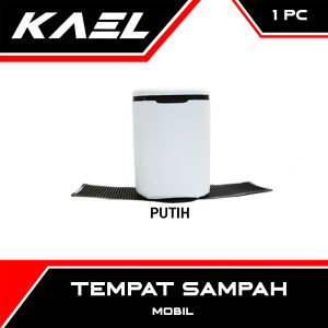 Tempat Sampah Mobil Universal Kotak Kecil Plastik Karet Dengan Karpet Lapis Kulit Sintetis Hitam Corak Bunga Putih Car Dustbin Trashbin