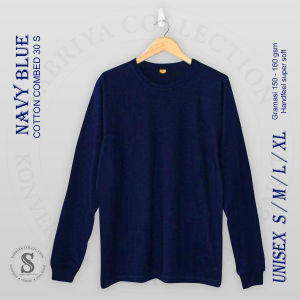 Sabriya Grosir kaos Polos Ukuran S M L XL XXL Lengan Panjang Ujung Rib Catton Combet 30s Pria/Wanita