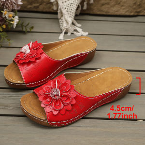 [Free Shipping] 2026 New Floral Thick-Soled WomenS Summer Outdoor Wedge Heel Peep-Toe Sandals Hollow Breathable Slip-On Slippers