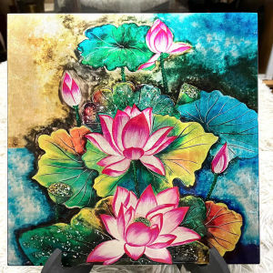 🖼️ Tranh Sơn Mài Thanh Bình Lê – HOA SEN DÁT VÀNG CAO CẤP (30x30 cm) | Tranh Mini Thủ Công – Nghệ Thuật Truyền Thống – Quà Tặng Sang Trọng