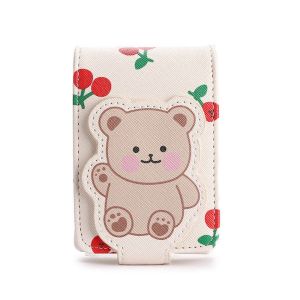 COOLSOOL có gương Túi đựng son môi Gấu Cherry Phim hoạt hình Túi trang điểm Dễ thương mini Vỏ bảo vệ son môi Sử dụng khi đi du lịch