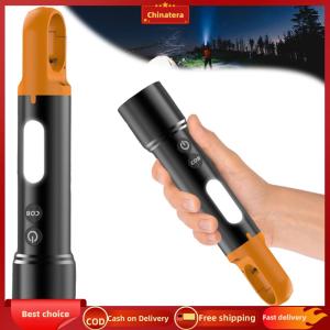 [Chinatera Malll]Mini Flashlight High Brightness Torch USB Rechargeable Portable LED COB Flashlight Zoomable 4+4 Modes for Camping Hiking