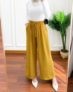 Boni Celana Kulot Crinkle Airflow Premium Highwaist Flowy Tali Serut - Celana Kulot Wanita Kekinian 2022 Viral