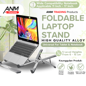 [ANM TRADING] X Shape Folding Laptop Tablet Stand Aluminum Premium Feel 5 Adjustable Height Stand Laptop