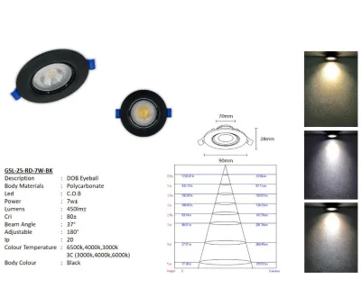 [SIRIM] High Quality 5W / 7W LED EyeBall COD LED Downlight Picture Spotlight IP20 (Build In Driver) (Daylight / Warm White) Eye Ball