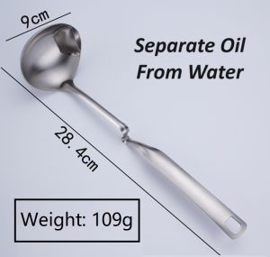 [SG SELLER] 304 Stainless Steel Soup Spoon Ladle Oil Sieve Scoop Filter Unique Design Mount On Pot